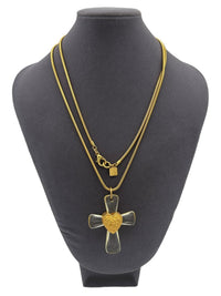 Anne Klein Clear Lucite Cross Pendant with Gold Snake Chain Necklace - 24 Wishes Vintage Jewelry