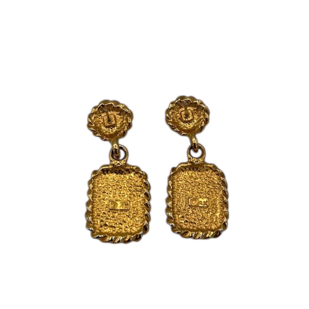 EarringsAnne Klein Gold and Black Enamel Dangle Pierced Earrings