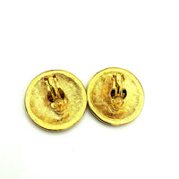 Anne Klein Gold Large Lion Logo Medallion Clip - On Earrings - 24 Wishes Vintage Jewelry