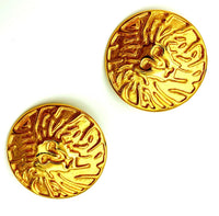 Anne Klein Gold Large Lion Logo Medallion Clip - On Earrings - 24 Wishes Vintage Jewelry