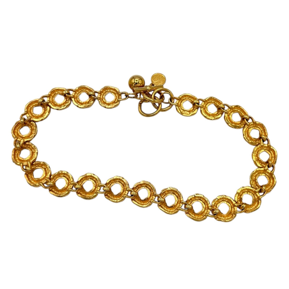 Necklaces & PendantsAnne Klein II Gold Textured Circle Link Necklace AKII 1990s Chain Link