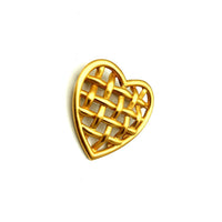 Anne Klein Matt Gold Weave Heart Brooch - 24 Wishes Vintage Jewelry