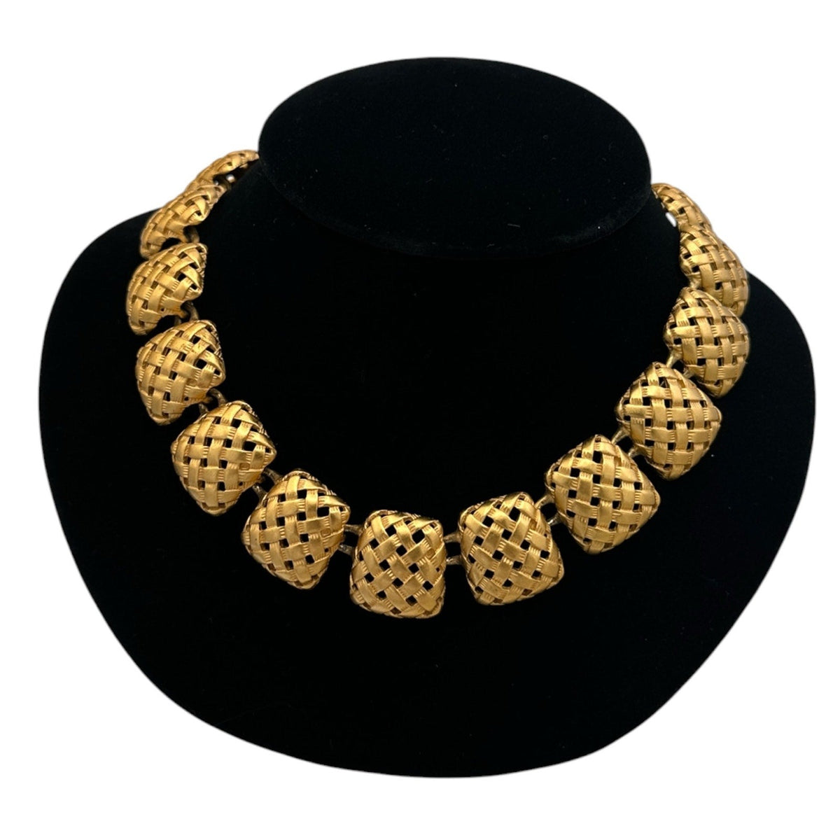Anne Klein Matte Gold Basket Weave Square Link Necklace