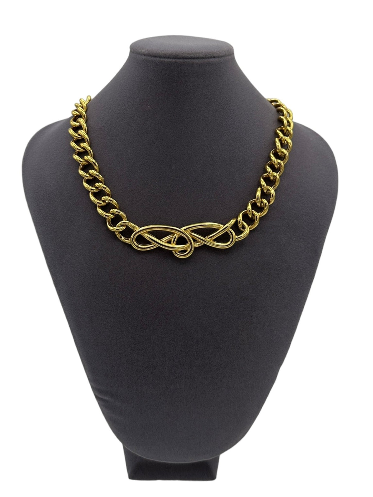 Anne Klein Necklace Bright Gold Curb Chain Signed Vintage Jewelry - 24 Wishes Vintage Jewelry