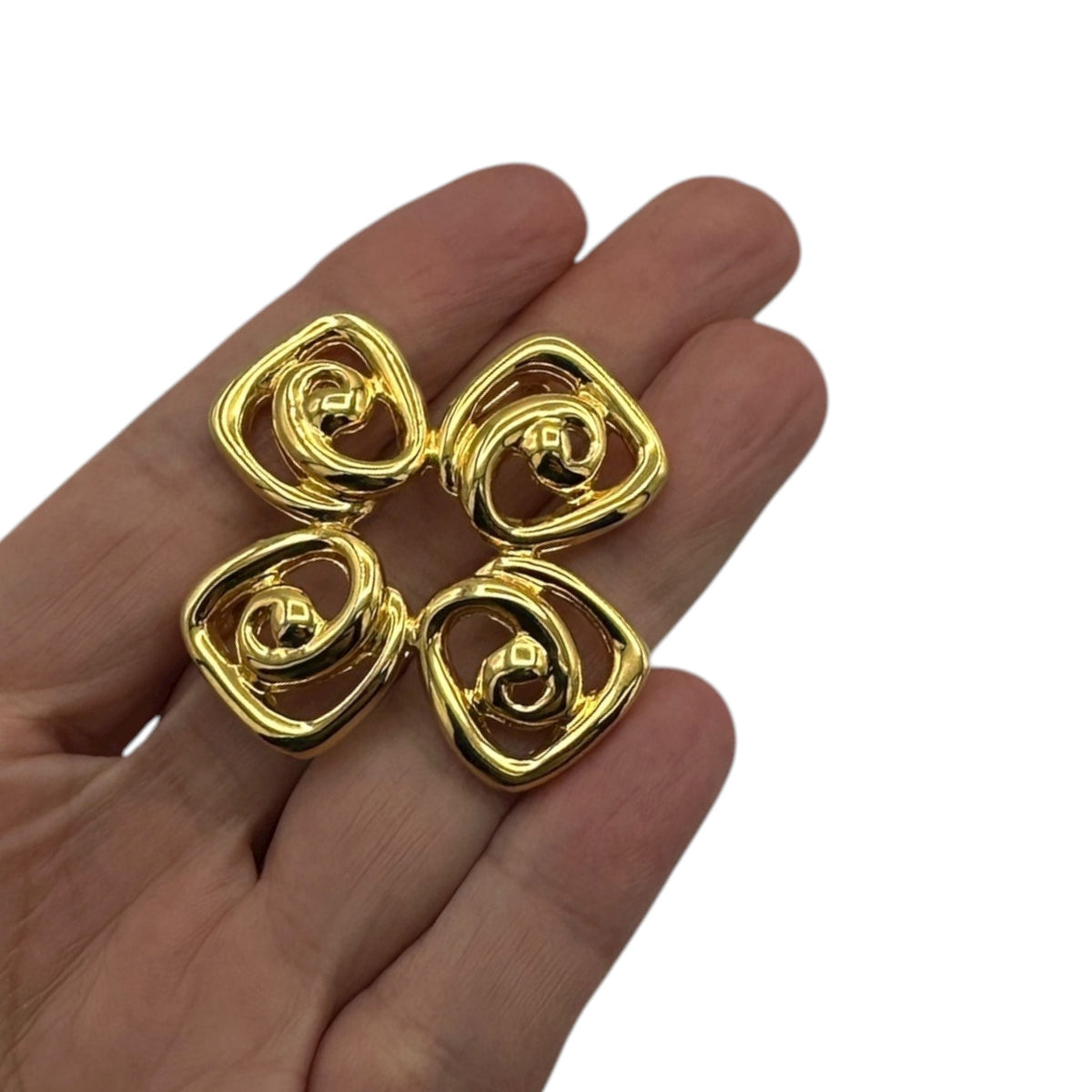 Anne Klein Shiny Gold Cross Classic Brooch 24 Wishes Vintage Jewelry