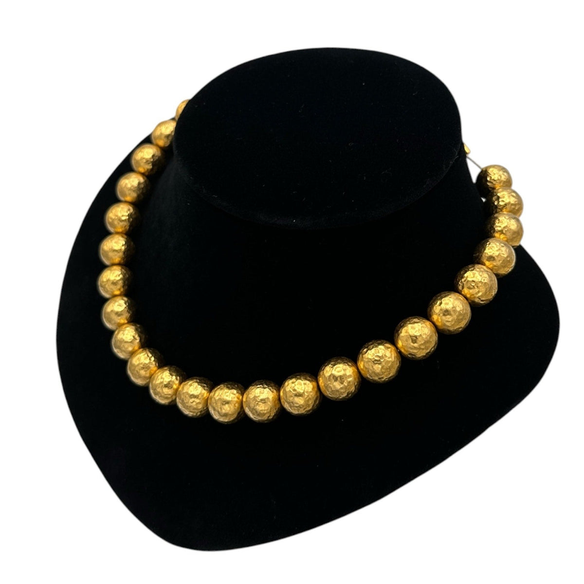 Anne Klein Textured Gold Round Ball Chunky Chain Necklace