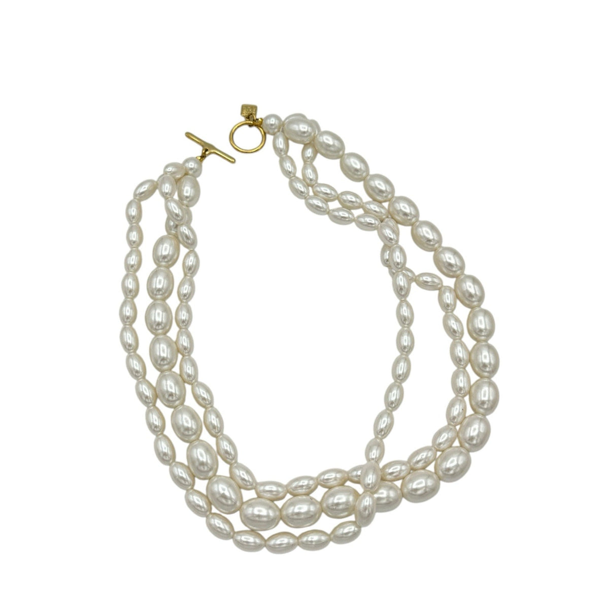 Necklaces & PendantsAnne Klein Three Strand Faux Pearl Necklace Toggle Closure