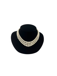 Art Deco Style Pennino Graduated Pearl & Rhinestone Classic Necklace - 24 Wishes Vintage Jewelry