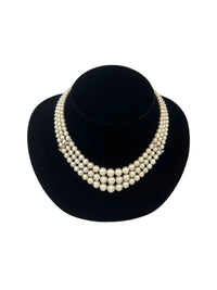 Art Deco Style Pennino Graduated Pearl & Rhinestone Classic Necklace - 24 Wishes Vintage Jewelry