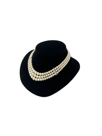 Art Deco Style Pennino Graduated Pearl & Rhinestone Classic Necklace - 24 Wishes Vintage Jewelry