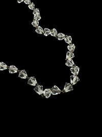 Art Deco Vintage Sterling Silver Faceted Clear Crystals Necklace - 24 Wishes Vintage Jewelry