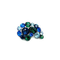 Austria Art Deco Blue Green Rhinestone Paisley Vintage Brooch - 24 Wishes Vintage Jewelry