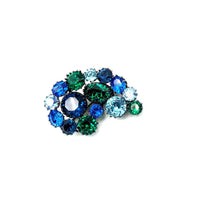 Austria Art Deco Blue Green Rhinestone Paisley Vintage Brooch - 24 Wishes Vintage Jewelry