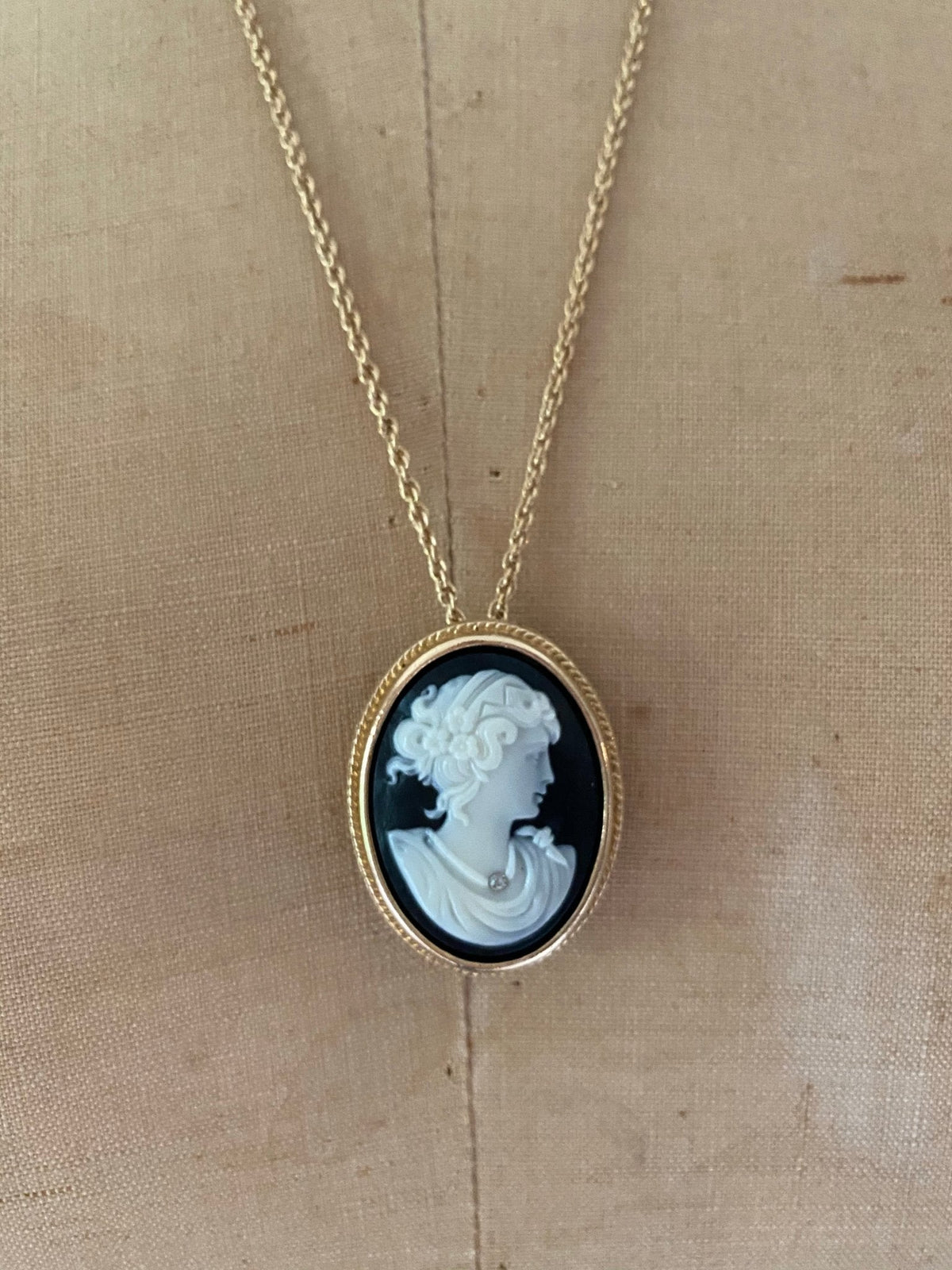 Avon Black Classic Cameo Pendant or Brooch - 24 Wishes Vintage Jewelry