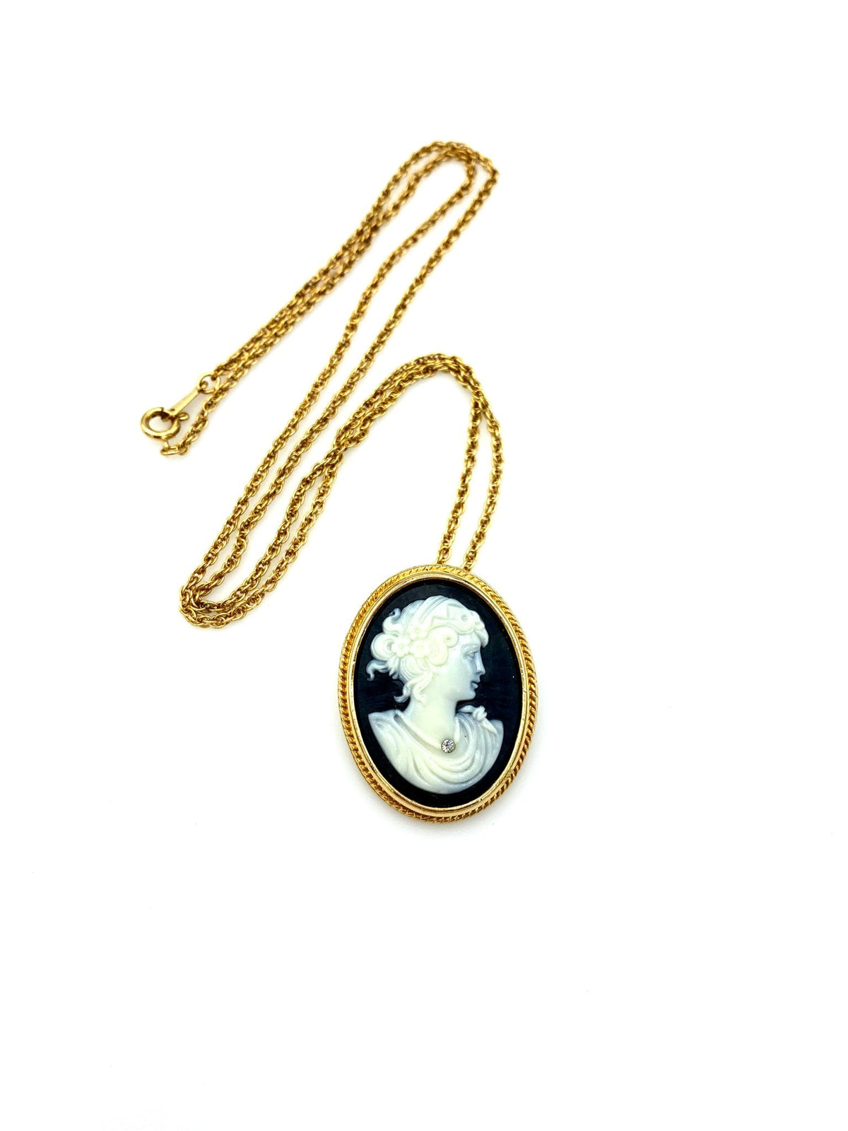 Avon Black Classic Cameo Pendant or Brooch - 24 Wishes Vintage Jewelry