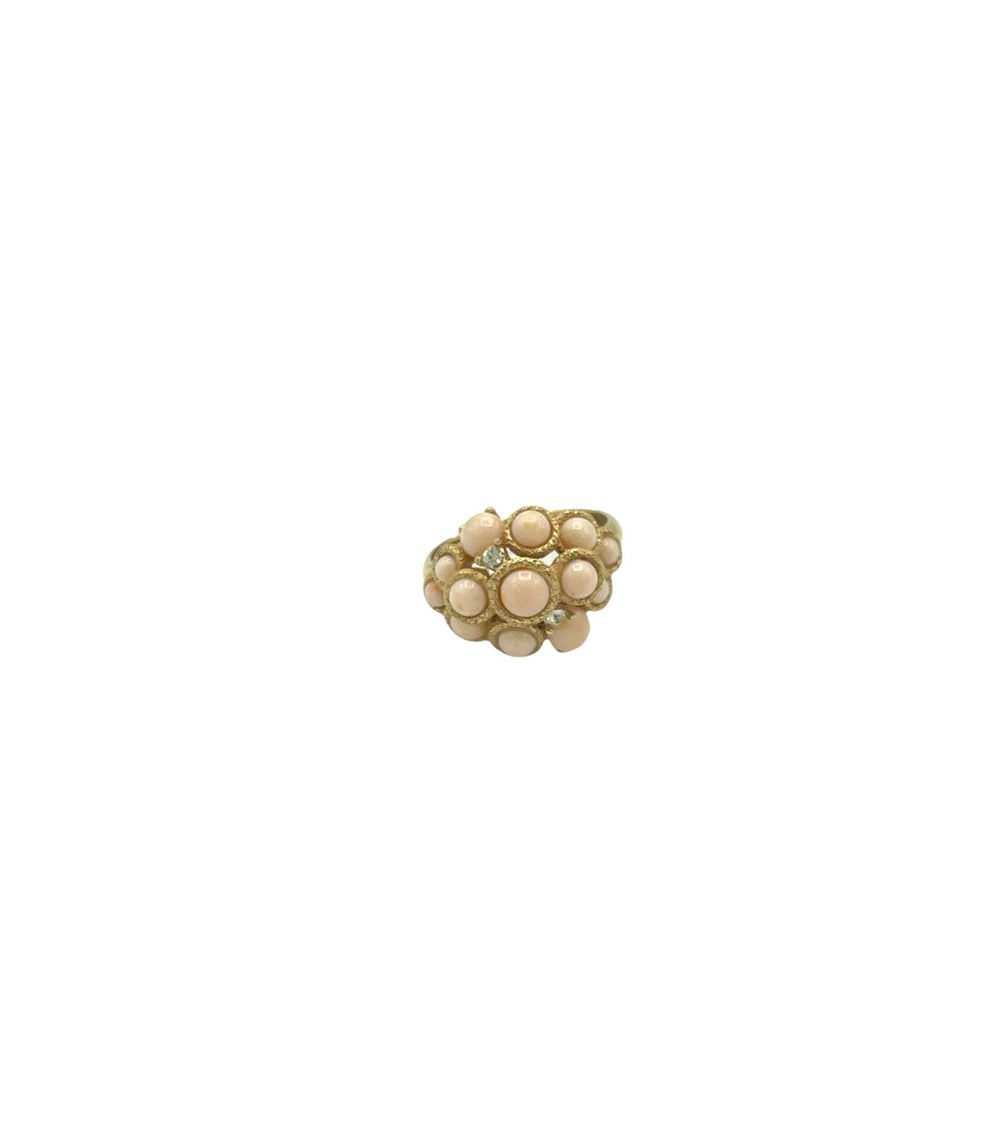 Avon Coral Cluster Dome Vintage Cocktail Ring - 24 Wishes Vintage Jewelry