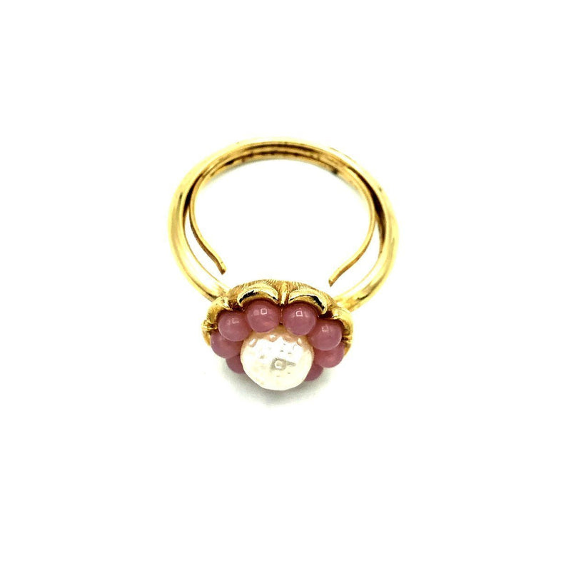 Avon Pearl & Pink Flower Vintage Cocktail Ring - 24 Wishes Vintage Jewelry