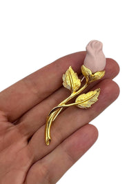 Avon Pink Ceramic Floral Rose Brooch & Earring Jewelry Set - 24 Wishes Vintage Jewelry