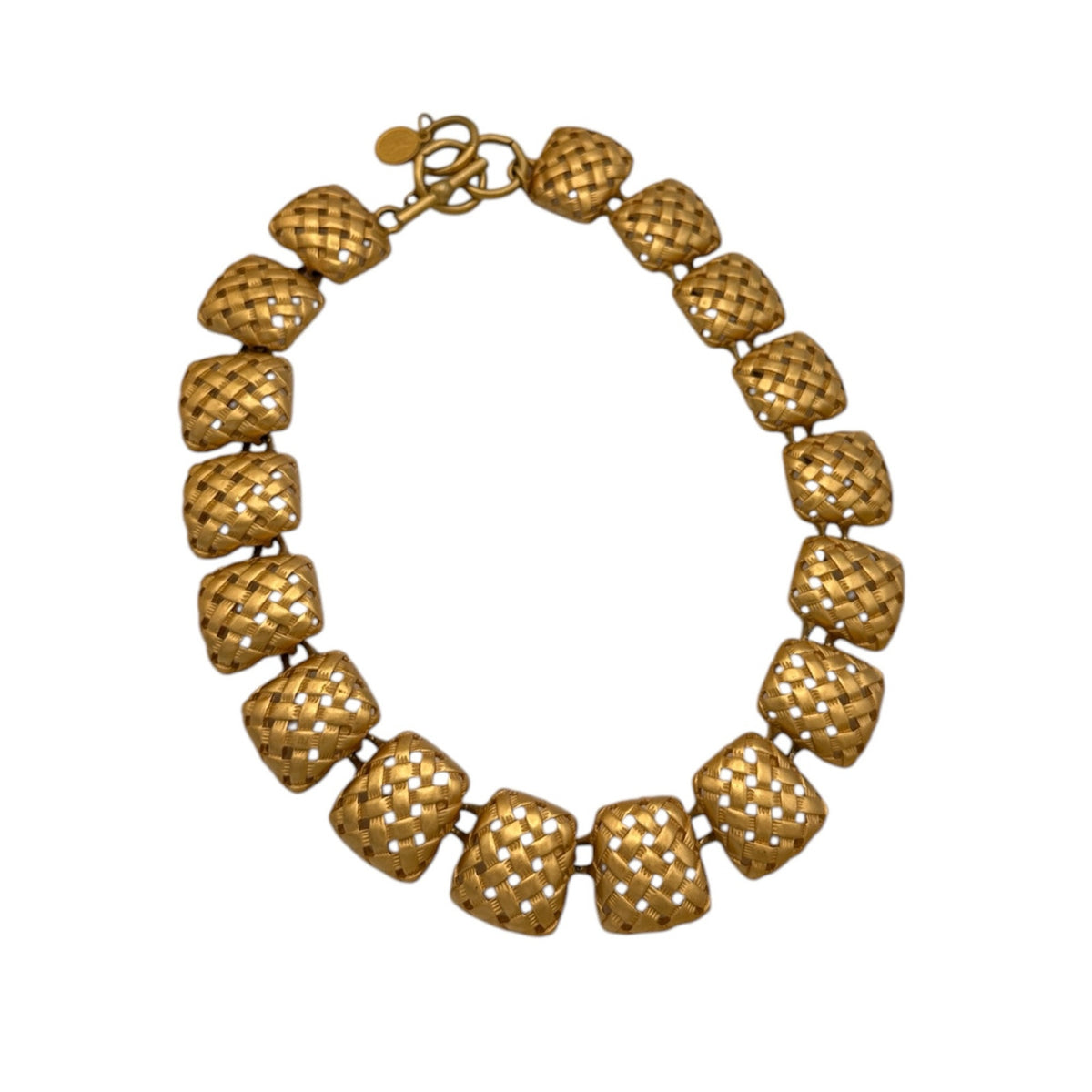 Anne Klein Matte Gold Basket Weave Square Link Necklace