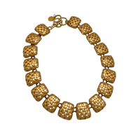 Anne Klein Matte Gold Basket Weave Square Link Necklace