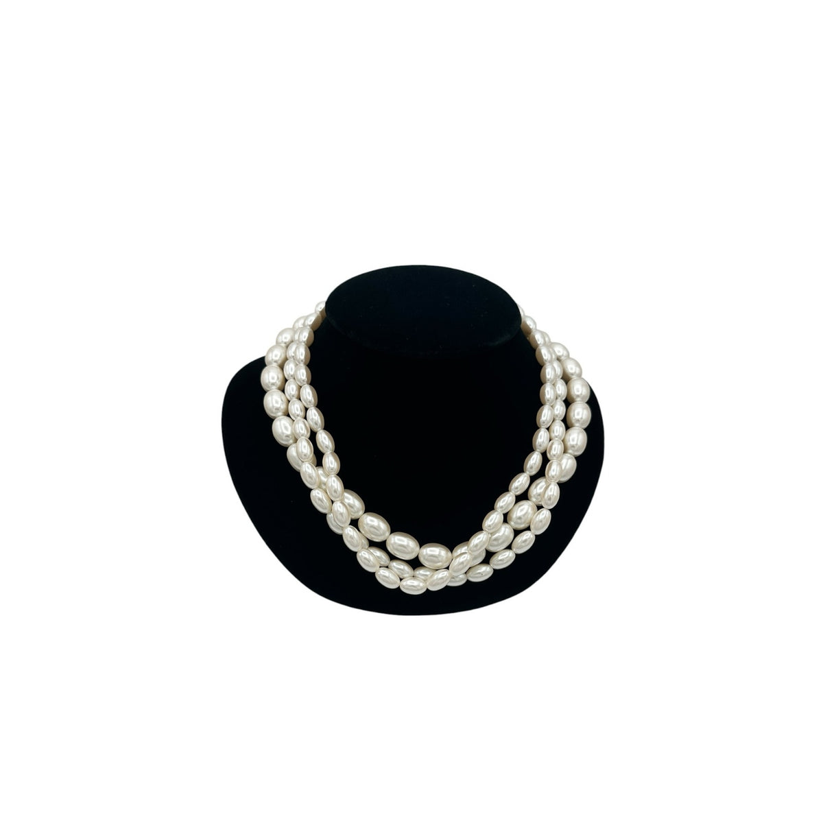 Anne Klein Three Strand Faux Pearl Necklace Toggle Closure