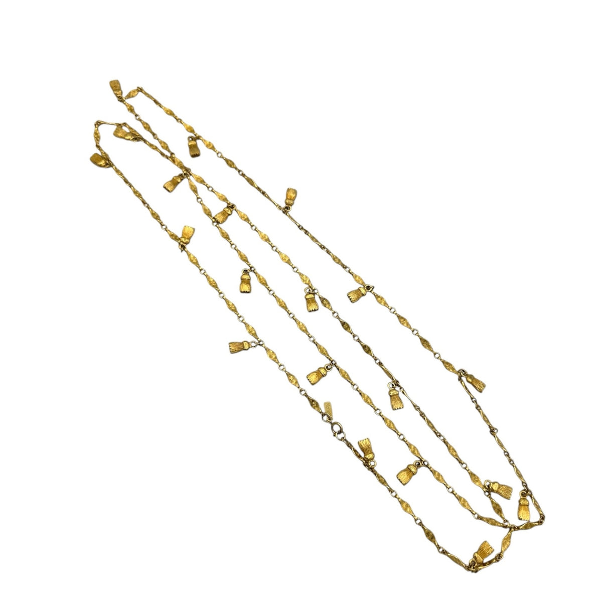 Monet Gold Long Textured Chain Tassel Charm Necklace