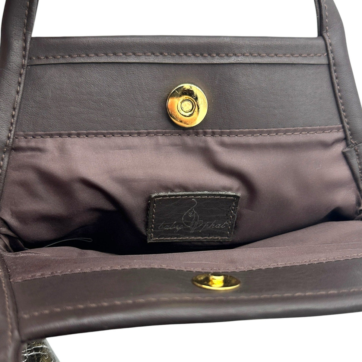 Baby Phat Brown Suede Top-Handle Bag with Gold Chinese Characters
