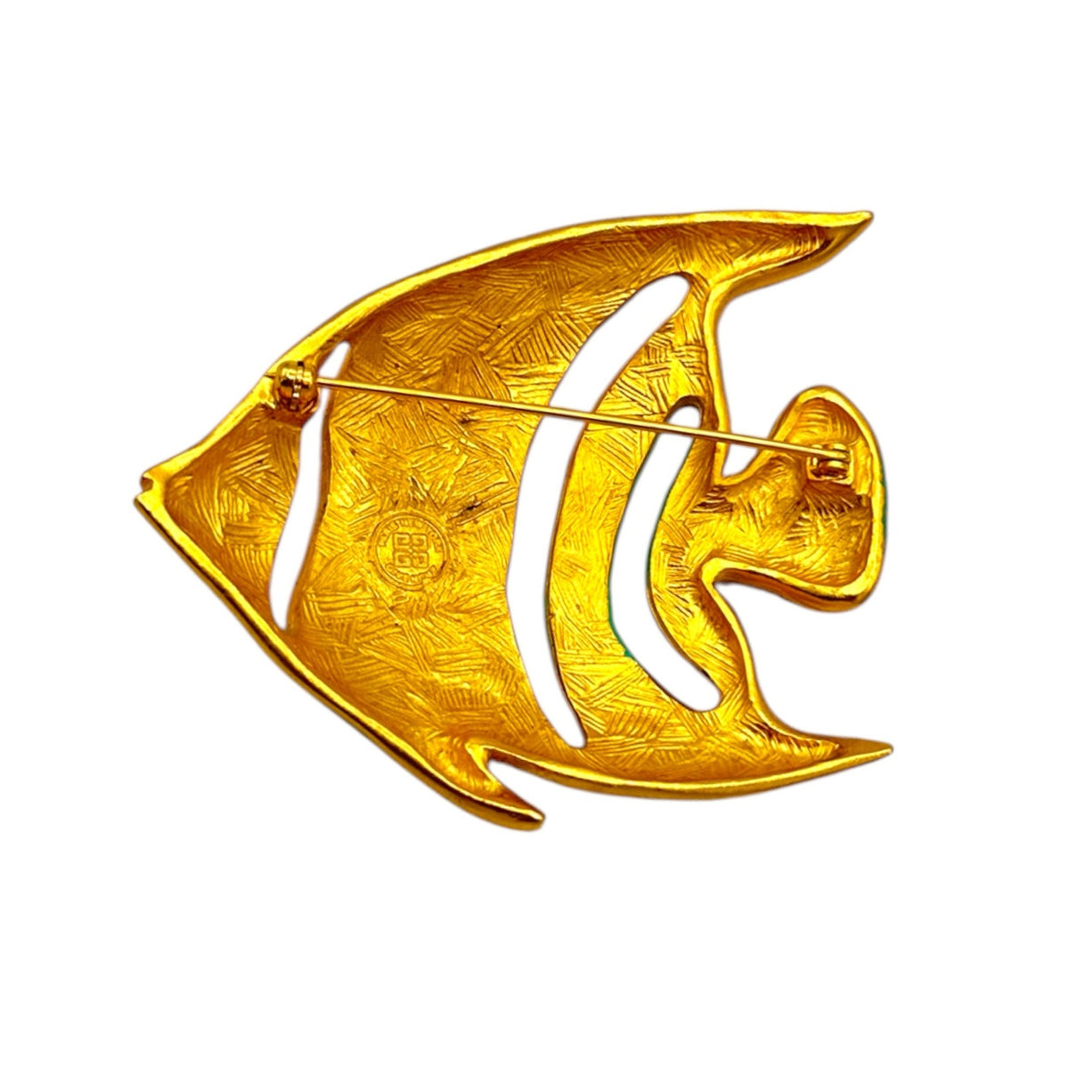 Givenchy Vintage Angel Fish Pin Brooch Brushed Gold Large Pin