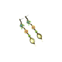 Ben Amun Crystal Flower Long Dangle Vintage Pierced Earrings - 24 Wishes Vintage Jewelry