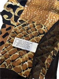 Bill Blass Black & Brown Animal Print Vintage Silk Scarf - 24 Wishes Vintage Jewelry