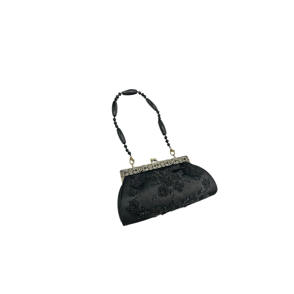AccessoriesBlack Beaded Evening Clutch Moni Couture Vintage Floral Purse