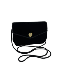 Black Velvet Small Crossbody Handbag - 24 Wishes Vintage Jewelry