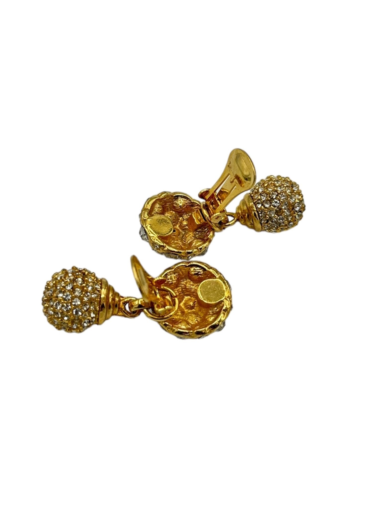 Blanca Gold Rhinestone Disco Ball Dangle Vintage Statement