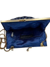 Blue Iridescent Beaded Seashell Clutch Crossbody Vintage Handbag - 24 Wishes Vintage Jewelry