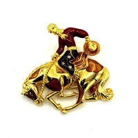 Bob Mackie Enamel Cowboy Vintage Brooch & Scarf Ring - 24 Wishes Vintage Jewelry