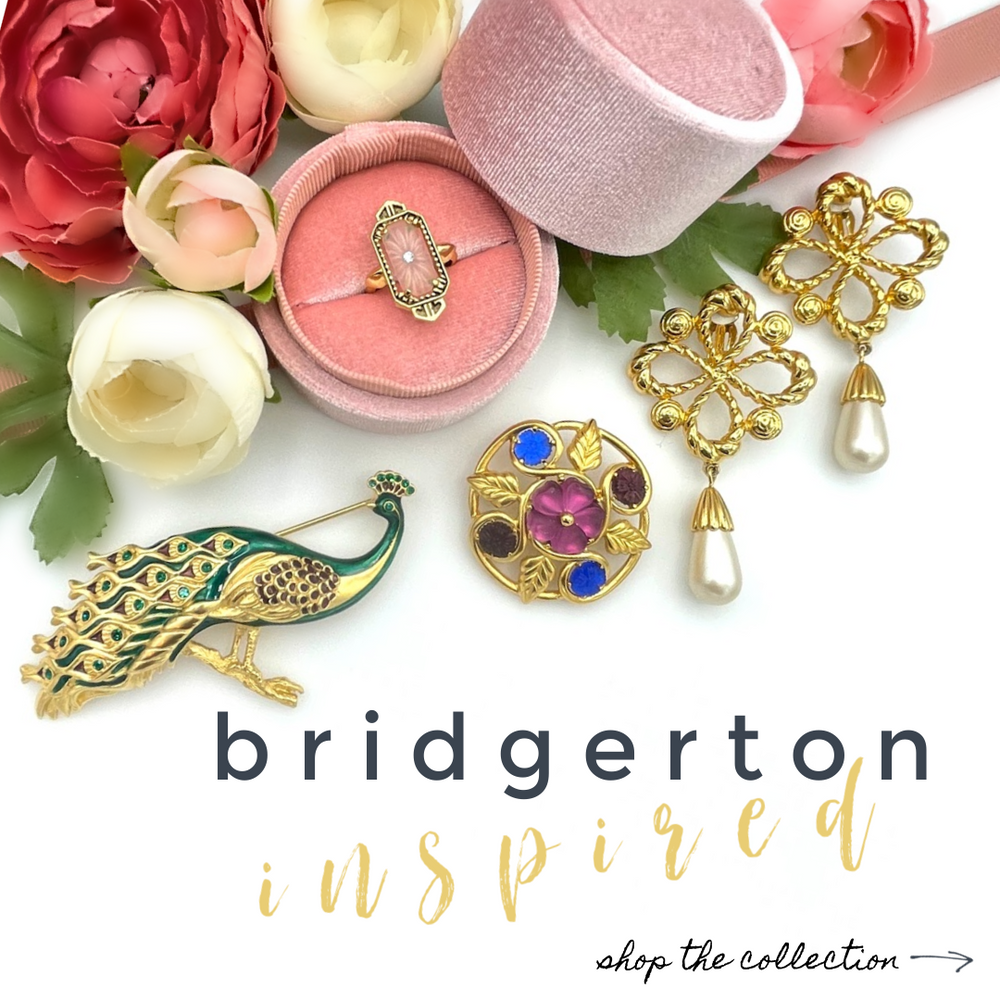 Explore 24 Wishes Vintage Bridgerton Inspired Collection curated to wear alongside your modern jewelry. Vintage costume cameos, pearls and rhinestones celebrating playful, romantic, and dainty details your everyday style.