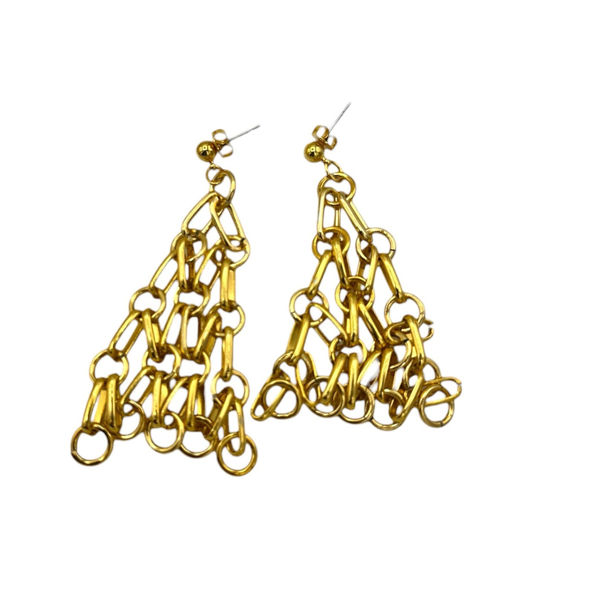 Jewelry SetsBright Gold Tone Chain Maille Bib Necklace Matching Earrings Set