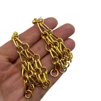 Jewelry SetsBright Gold Tone Chain Maille Bib Necklace Matching Earrings Set