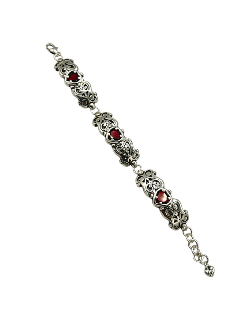 Brighton Retired Jewelry ‘Endless Love’ Red Heart Crystal Silver Bracelet - 24 Wishes Vintage Jewelry