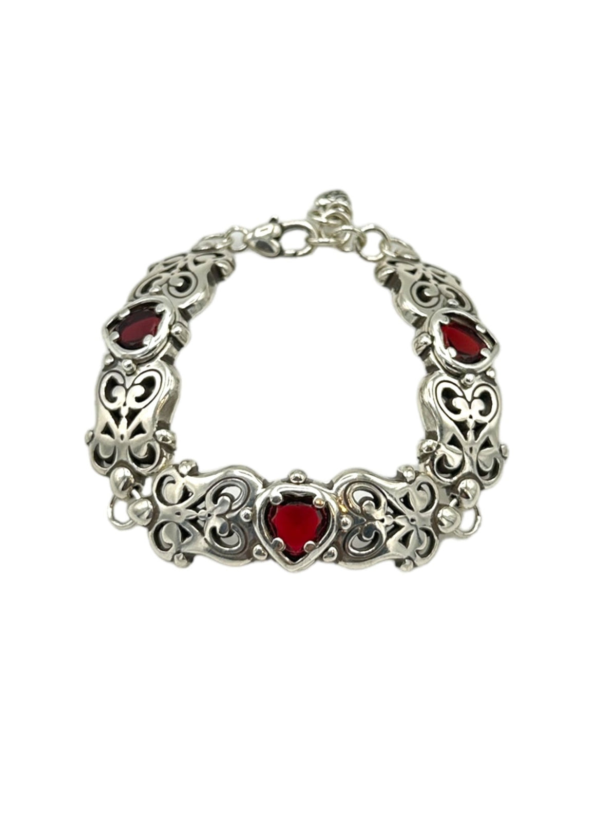 Brighton Retired Jewelry ‘Endless Love’ Red Heart Crystal Silver Bracelet - 24 Wishes Vintage Jewelry