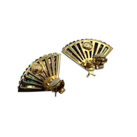 Butler Gold Abalone Fan Brooch & Clip - on Earring Vintage Jewely Set 24 Wishes Vintage Jewelry