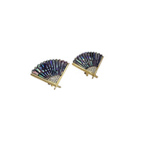 Butler Gold Abalone Fan Brooch & Clip - on Earring Vintage Jewely Set 24 Wishes Vintage Jewelry