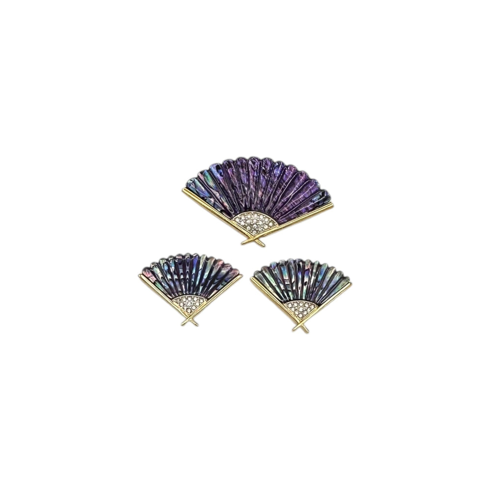 Butler Gold Abalone Fan Brooch & Clip - on Earring Vintage Jewely Set 24 Wishes Vintage Jewelry
