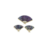 Butler Gold Abalone Fan Brooch & Clip - on Earring Vintage Jewely Set 24 Wishes Vintage Jewelry