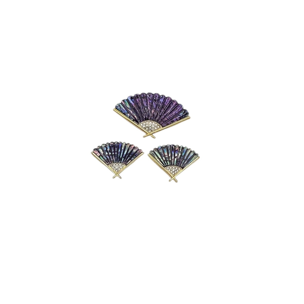 Butler Gold Abalone Fan Brooch & Clip - on Earring Vintage Jewely Set 24 Wishes Vintage Jewelry