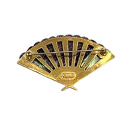 Butler Gold Abalone Fan Brooch & Clip - on Earring Vintage Jewely Set 24 Wishes Vintage Jewelry