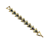 Butler Gold Abalone Geometric Triangle Link Bracelet Vintage Iridescent Statement Jewelry 24 Wishes Vintage Jewelry