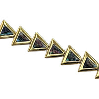 Butler Gold Abalone Geometric Triangle Link Bracelet Vintage Iridescent Statement Jewelry 24 Wishes Vintage Jewelry