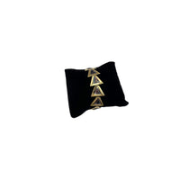 Butler Gold Abalone Geometric Triangle Link Bracelet Vintage Iridescent Statement Jewelry 24 Wishes Vintage Jewelry