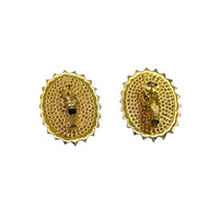 Butler Gold Green Malachite Oval Cabochon Vintage Crystal Halo Pierced Earrings 24 Wishes Vintage Jewelry